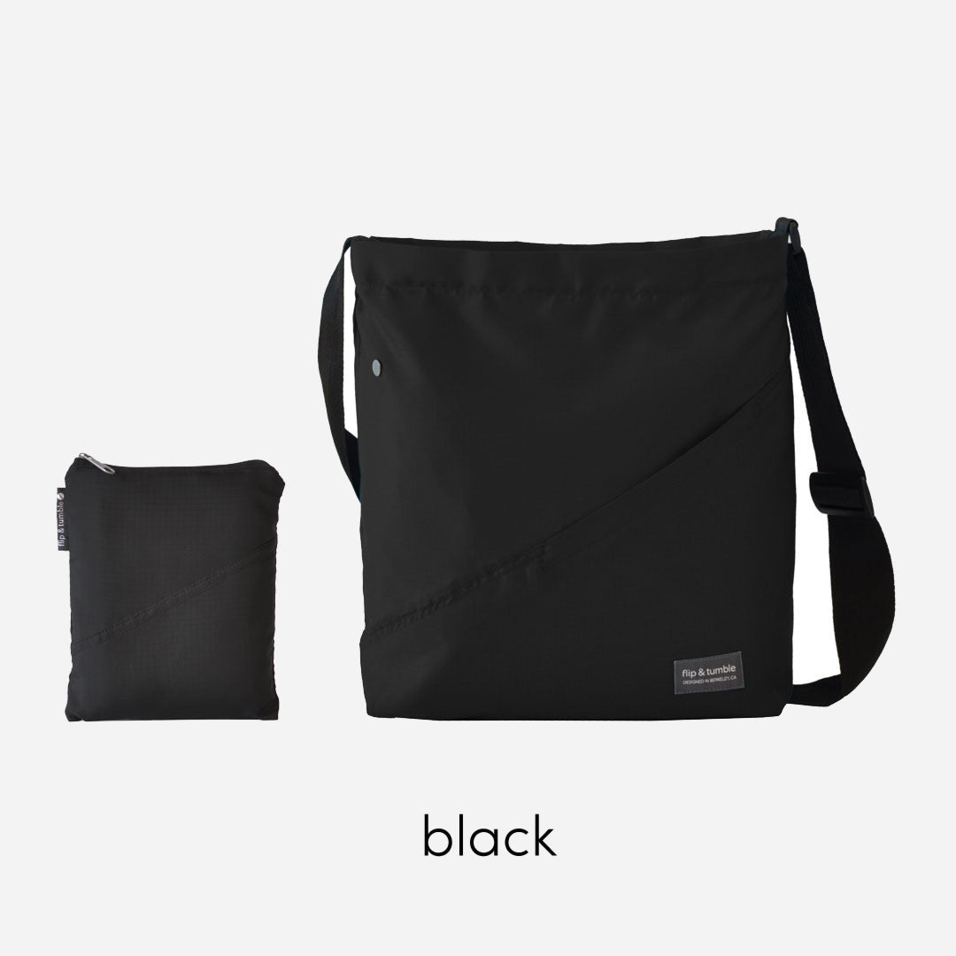 black cross body bag - customizable with a screenprinted logo